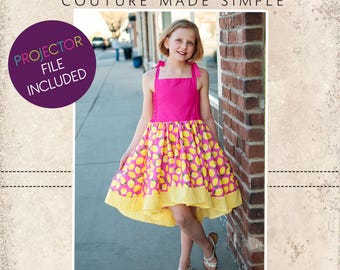 Rosalyn’s Racerback High Low Dress Sizes NB to 14 Kids PDF Sewing Pattern | A0 and Projector File