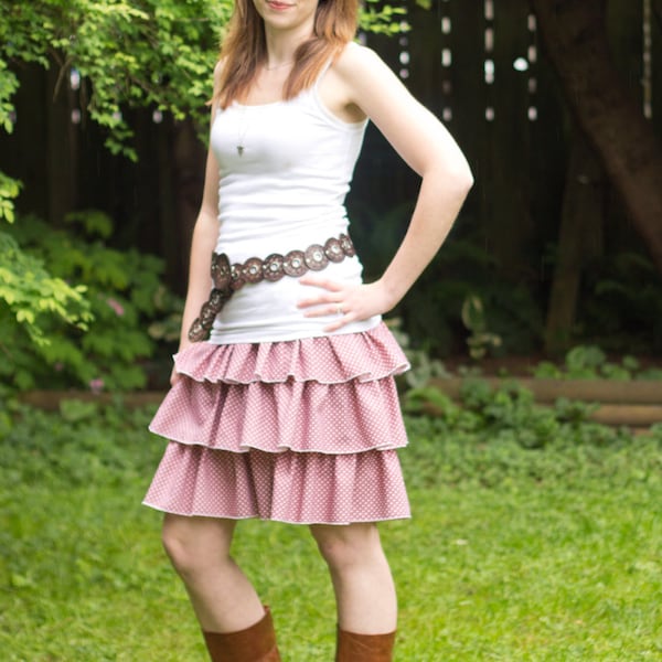 Amanda's Women's Triple Ruffle Skirt PDF Sewing Pattern sizes XS-XL