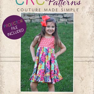 Marjorie's Top, Kleid und Maxi PDF Pattern Größen NB bis 14 Mädchen