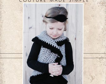 Aspen’s Circle Vest Crochet PDF Pattern 12/24m/2T through 7/8 girls
