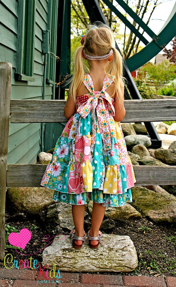 Tiffany's Sweetheart Patchwork Twirly Dress PDF Pattern Sizes 6-12