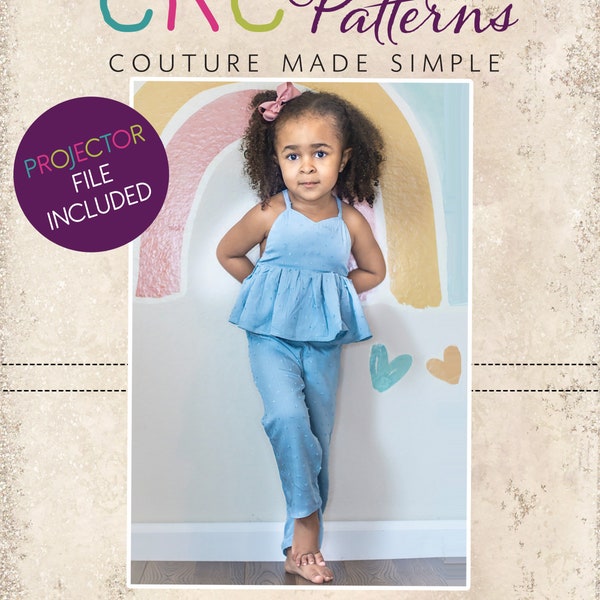 Linden's Tie-Back Romper Sizes NB to 5T Kids PDF Pattern | Woven Fabric Pants Overalls | Boutique Wear |