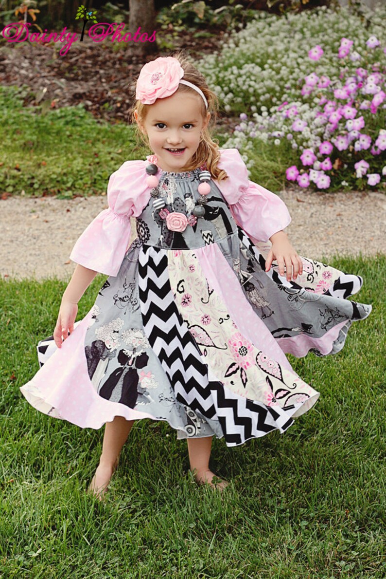 Violette's Swirly Peasant Dress PDF Pattern sizes Newborn to 8 Kids Plus FREE Doll Pattern image 3