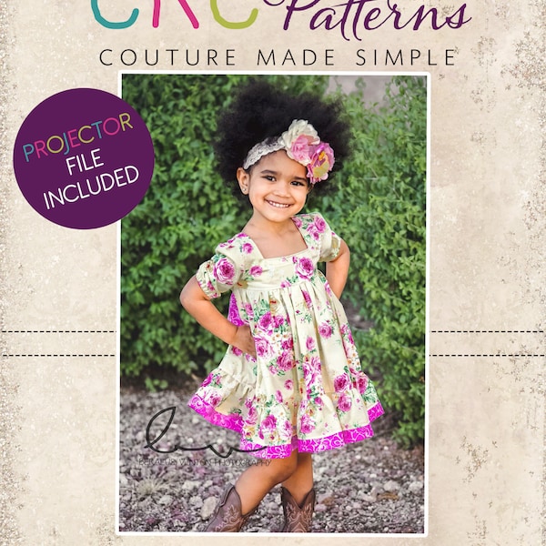 Tawny's Twirl Dress PDF Pattern Sizes NB to 14 Kids and FREE Doll | Boutique Style | A0 and Projector Files | Babies | Toddlers | Tweens