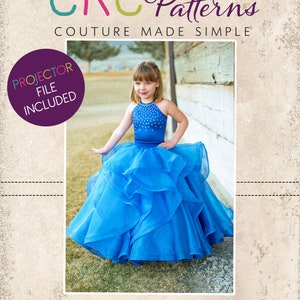Diamond‘s Dazzling Dress Sizes 2T to 14 Kids PDF Pattern | A0 and Projector File | Flower Girl | Pageants | Pageantwear | Glitzy | Fancy