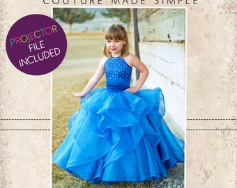 Diamond‘s Dazzling Dress Sizes 2T to 14 Kids PDF Pattern | A0 and Projector File | Flower Girl | Pageants | Pageantwear | Glitzy | Fancy