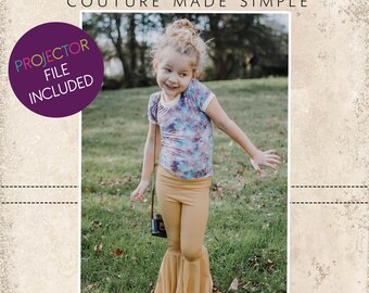 Rae's Ringer Crop Top, Tee, and Dress Sizes 2T to 14 Kids PDF Pattern | Retro | 90s | A0 File | Projector File