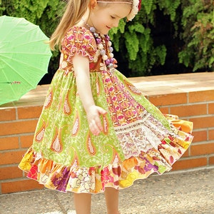 Molly's Faux Apron Peasant Dress PDF Pattern size Newborn to 8 Kids Plus Free Doll Pattern image 5