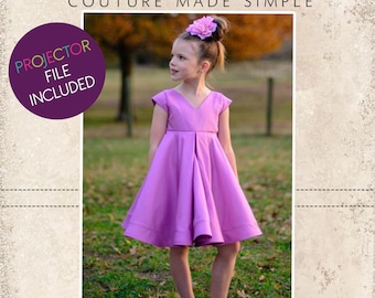 Juliette's Perfect Party Dress Sizes 2T to 14 Kids PDF Pattern | A0 and Projector Files | Flower Girl | Pageants |  Glitz | Fancy | Holiday