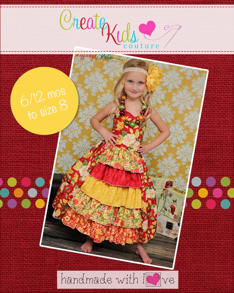 Penelope's Princess Ruffle Dress PDF Pattern sizes 6-12 months to 8 image 1