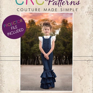 Ripley’s Ruffled Overalls Sizes 2T to 14 Kids PDF Pattern | Boutique Style | A0 and Projector File | Woven | Ruffles | Toddlers