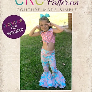Anverly's Fitted Bell Pants 2T to 14 Kids PDF Pattern | A0 and Projector Files | Woven Bell Bottoms | Flared | Babies | Toddlers