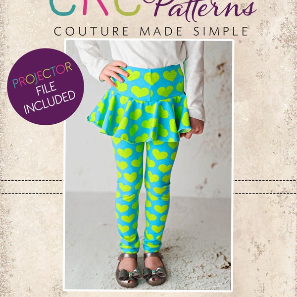 Rita’s Ruffle Skirted Leggings Sizes 2T to 14 Kids PDF Pattern | A0 and Projector File | Babies | Toddlers | Tweens | Ruffles