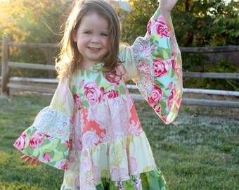 Hazel's Hippie Dress PDF Pattern size 6/12 months to size 8