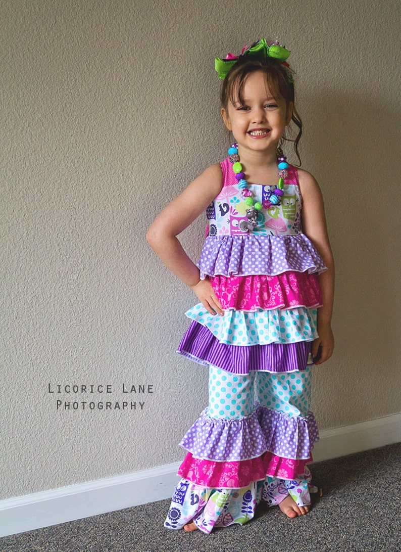 Kara's Triple Ruffle Pants and Capris Sizes NB to 8 Kids and Dolls PDF Pattern Sewing Pattern Boutique Style Babies Toddlers image 5