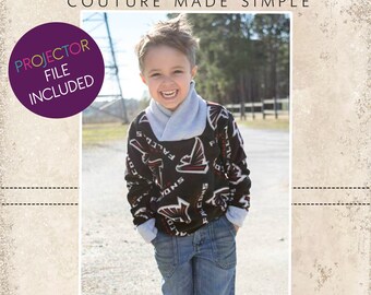 Fernando’s Fleece Pullover Sizes 2T to 14 Kids PDF Pattern | A0 and Projector Files