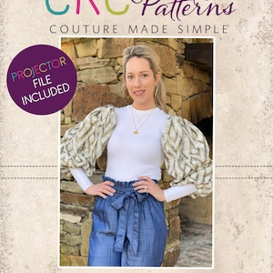 Cuba&#39;s Statement Sleeve Bodysuit PDF Pattern | XXS to 3X Adult Sizes | Beginner-Friendly Knit Bodysuit with Woven Sleeves
