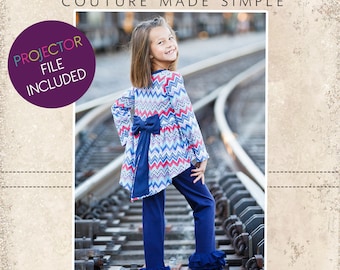 Aleya's Pointed High-Low Dress and Top Sizes 6/12m to 14 Kids and Dolls PDF Pattern | Knit | Boutique | A0 and Projector File