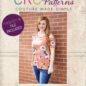 Monica&#39;s Cold Shoulder Top and Dress Sizes XXS to 3X Adults PDF Pattern | A0 and Projector File