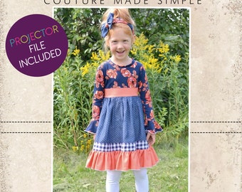 Cosette's Knit and Woven Dress sizes NB to 16 Kids PDF Pattern | Boutique Style |  | A0 and Projector Files