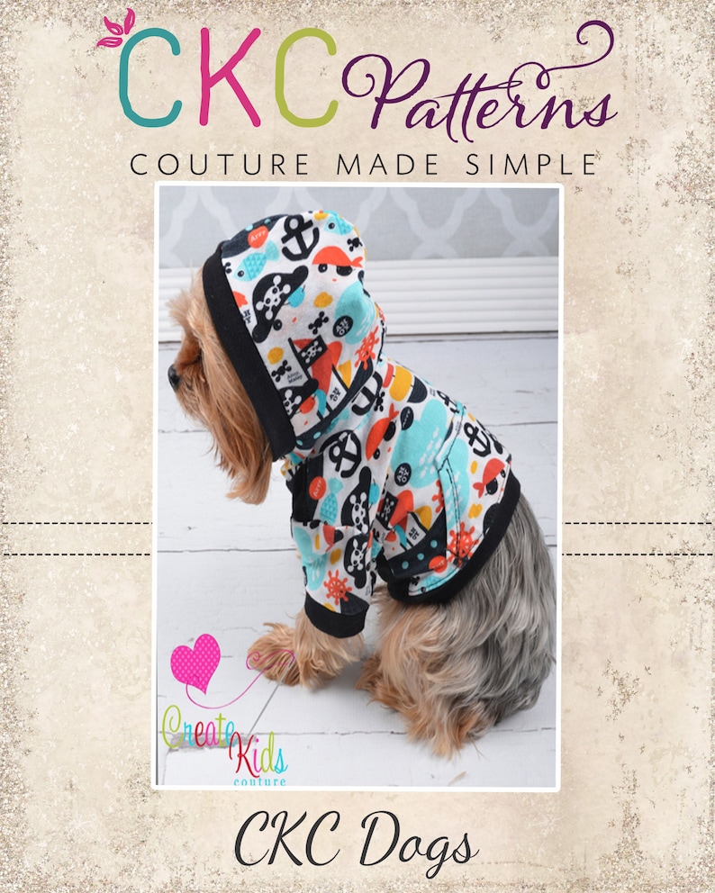 Toby's Hooded T-Shirt for Small Breed Dogs PDF Pattern sizes XS to XL image 1