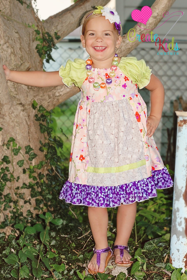 Molly's Faux Apron Peasant Dress PDF Pattern size Newborn to 8 Kids Plus Free Doll Pattern image 3