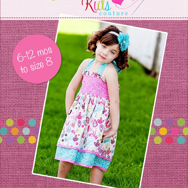 Katy's Double Layer Ruffle Bodice Dress PDF Pattern size 6/12 months to size 8