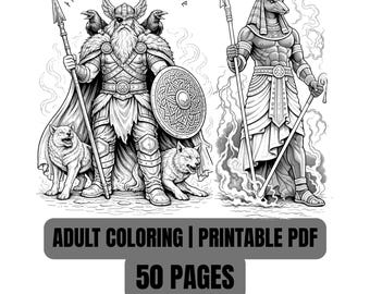 Dark Gods Coloring Book – 50 Mythic Deities, Detailed Illustrations (Printable PDF)