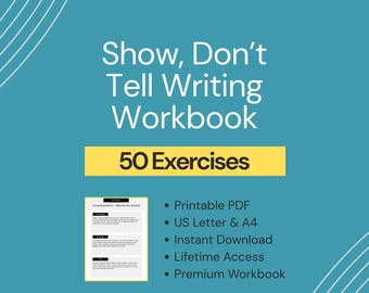 Show, Don't Tell-schrijfwerkboek – 50 schrijfoefeningen pdf | Afdrukbare creatieve schrijfoefeningen