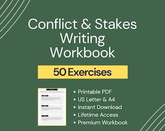 Conflito - Caderno de Exercícios de Escrita com 50 Exercícios em PDF, Tensão e Desenvolvimento da Trama, Caderno de Exercícios para Escrita de Romance