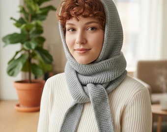 Knitted Hooded Scarf Pattern | Beginner Friendly, Garter Stitch (PDF Download)
