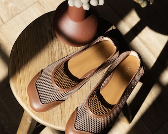 Barefoot Summer Flats - Brown Leather Ballet