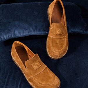 Women's Camel Suede Loafers – Handmade Anatomical Shoes