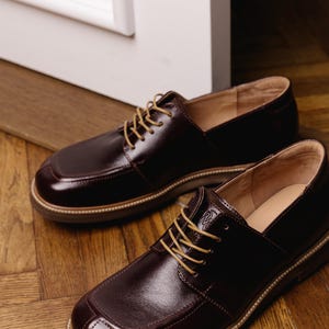 Brown Leather Derby Shoes for Women – Classic Oxford Style, Handmade Footwear image 8