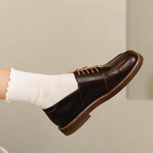 Brown Leather Derby Shoes for Women – Classic Oxford Style, Handmade Footwear image 3
