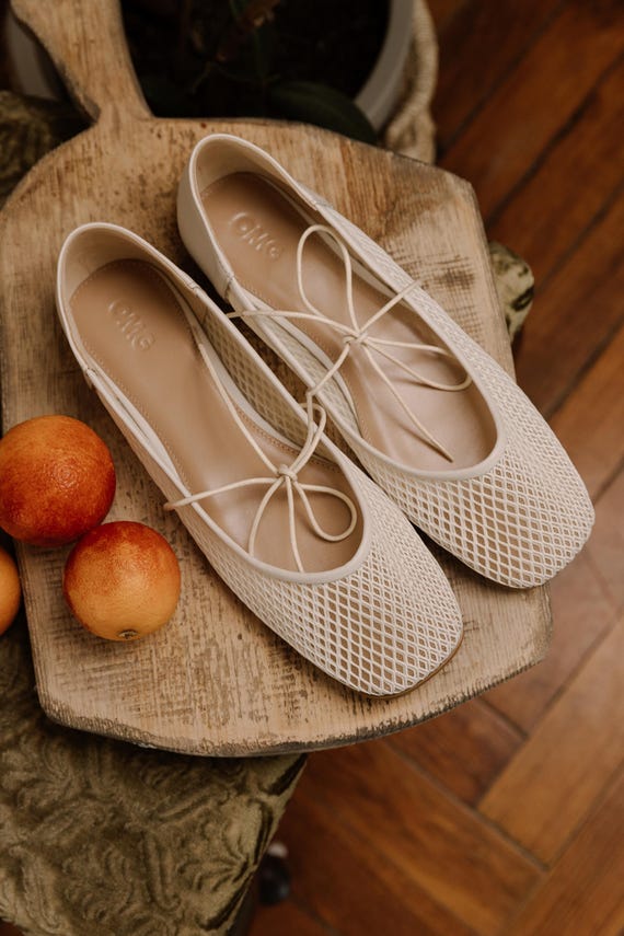 Women’s Breathable Leather Ballet Flats – Double Mesh Elegant Flats, Comfortable Summer Shoes