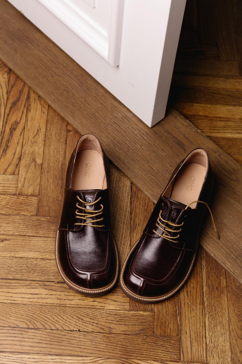 Brown Leather Derby Shoes for Women – Classic Oxford Style, Handmade Footwear image 5