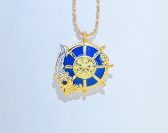 Colgante Navia Caspar Genshin Impact de plata de ley S925 con esmalte y zafiro amarillo de laboratorio, diseño original