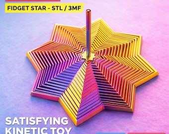 Fidget Star Spinner STL 3MF | Satisfying Kinetic Toy | Best 3D Print Fidget