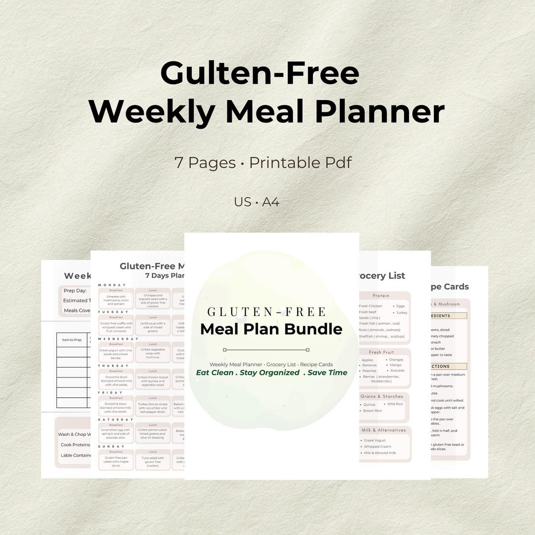 7 Day Gluten Free Meal Plan Printable | Weekly Meal Planner With ...