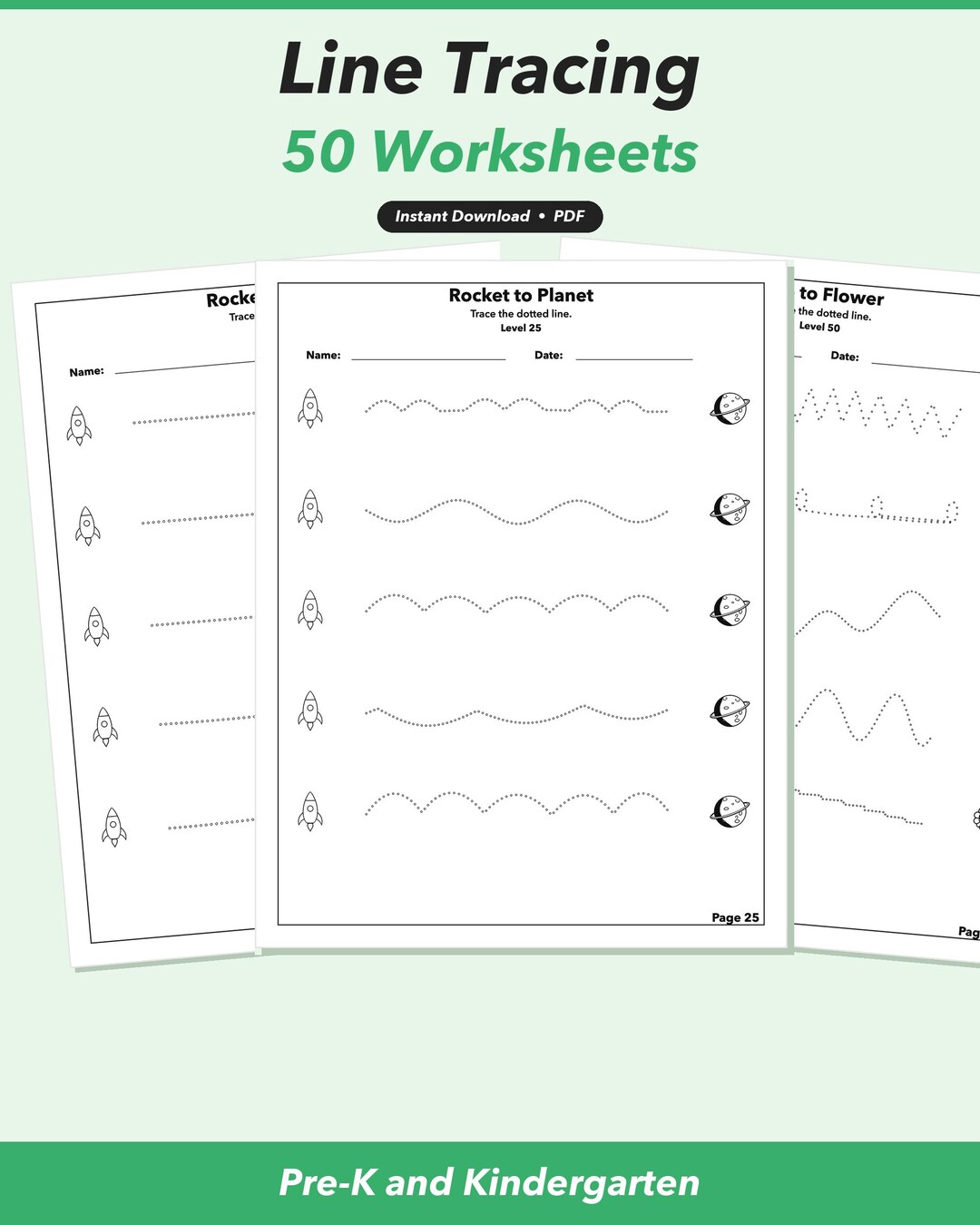 Line Tracing Worksheets | 50 Printable Pages | Pre-k Kindergarten ...