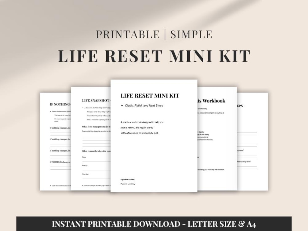 Life Reset Workbook | Overwhelmed Adult Reset Guide | Mental Clarity ...