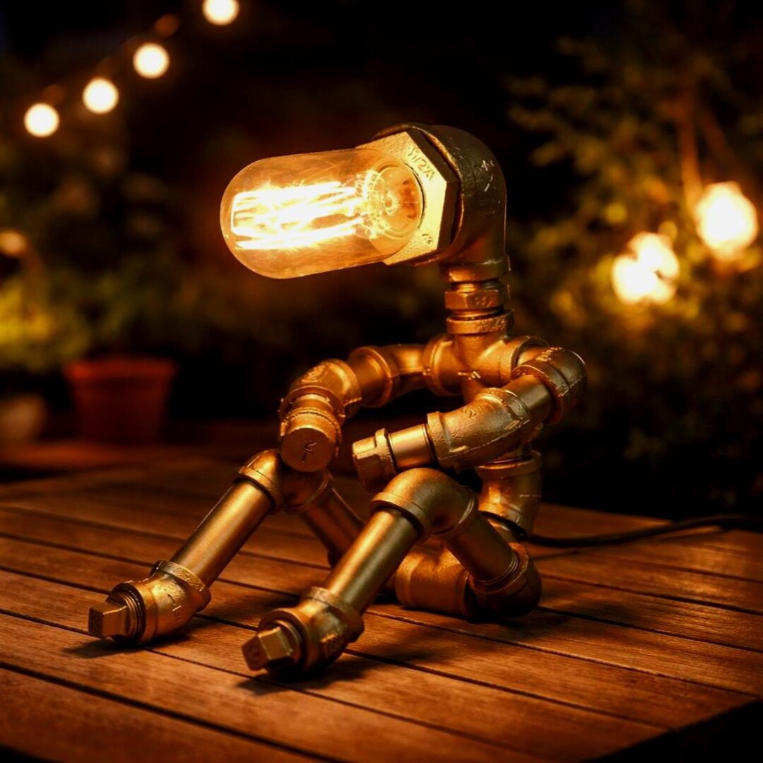Handmade Edison Steampunk Industrial Lighting: Pipeman Robot Desk Lamp ...
