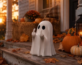 Funny Middle Finger Ghost Statue, Sassy Halloween Ghost Decor, Rude Gag Gift, Spooky Porch Decoration, Cute Ghost Figurine Fall Decor