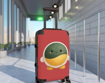 Maleta infantil redonda con diseño de aguacate | Equipaje de viaje kawaii | Bolsa de viaje para niños pequeños | Maleta con dibujos animados divertidos