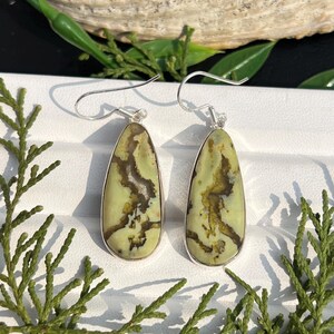 Natural Green Opal Semi Precious Gemstone Sterling Silver Handmade Designer Earrings 925 Stamped Jewelry.