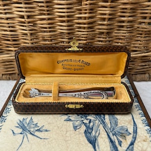 Antique French Silver Plated Sugar Tongs with Paris Box