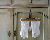 Vintage Gloves Great Gatsby Crochet Crocheted Small Ecru Lace Mid Century Prop Steampunk