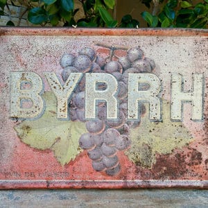 Vintage French Byrrh Liqueur Metal Advertising Sign: Bar Decor