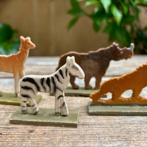 Antique German Putz Animals: Set Erzgebirge Wood Zoo Figurines